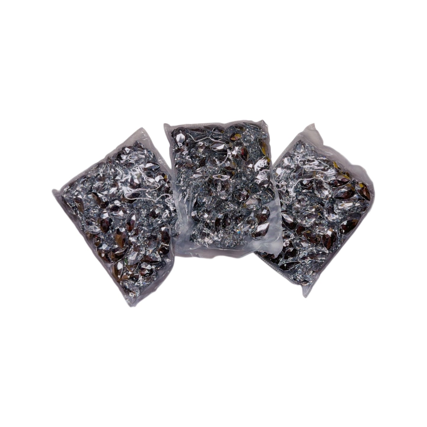 100pcs Water Drop Shaped AB Glass Rhinestones silver ( 3 Pack Set )