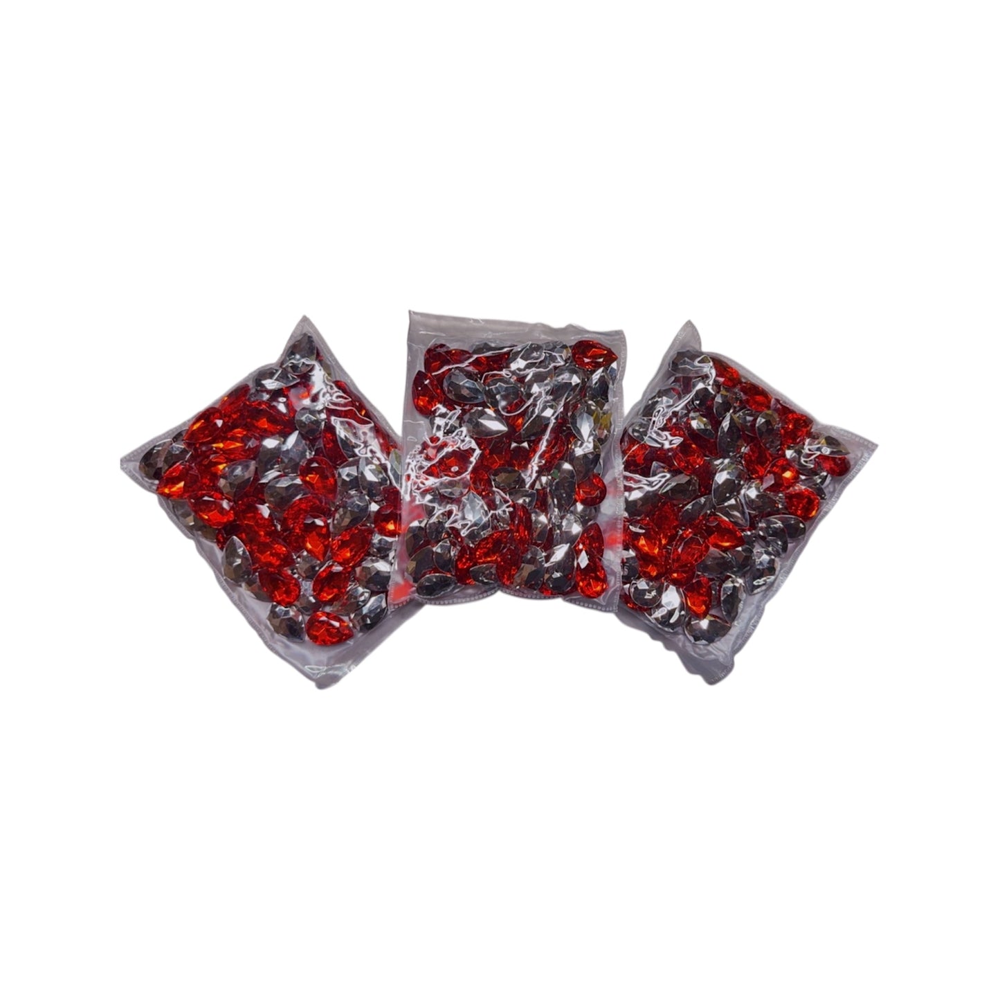 100pcs Water Drop Shaped AB Glass Rhinestones Red ( 3 Pack Set )