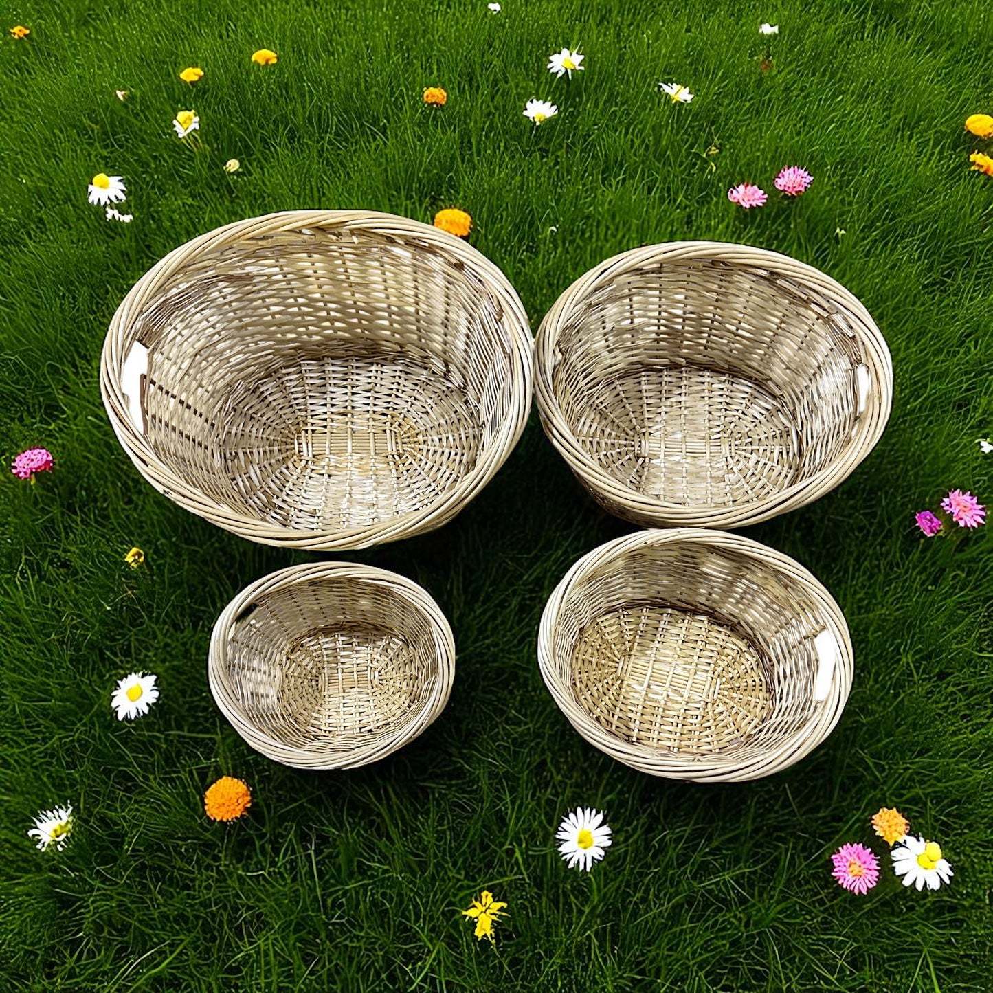 Willow Baskets Oval Handmade 4 Pcs Set