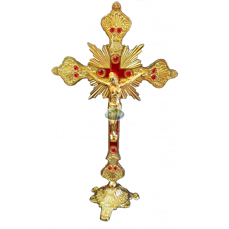 CRUCIFIJO DORADO CON BASE/GOLDEN CRUCIFIX WITH BASE
