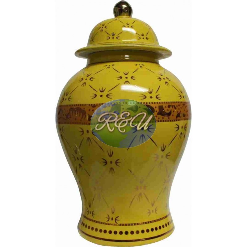 POTICHE DE OSHUN/SOPERA DE PORCELANA AMARILLA Y DORADA 18''