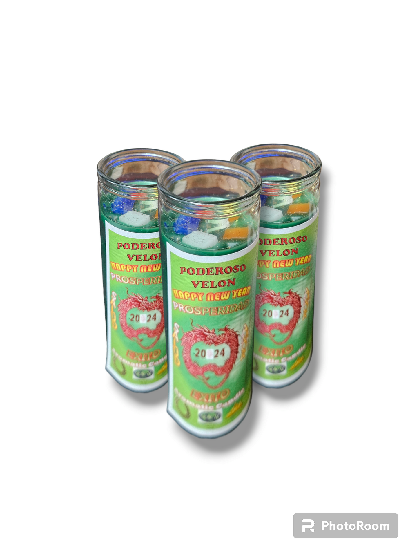 VELA PERFUMADA VERDE PARA 2024 / GREEN SCENTED CANDLE FOR 2024 CAJA 12 UDS