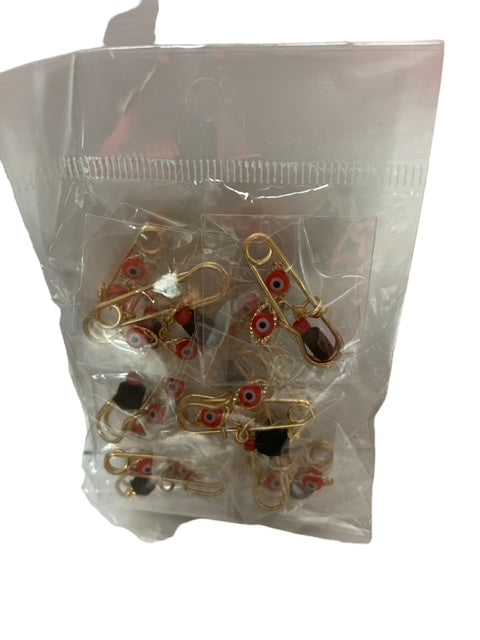 12 Pinos con azabache diamantado y ojitos de sta lucía rojo