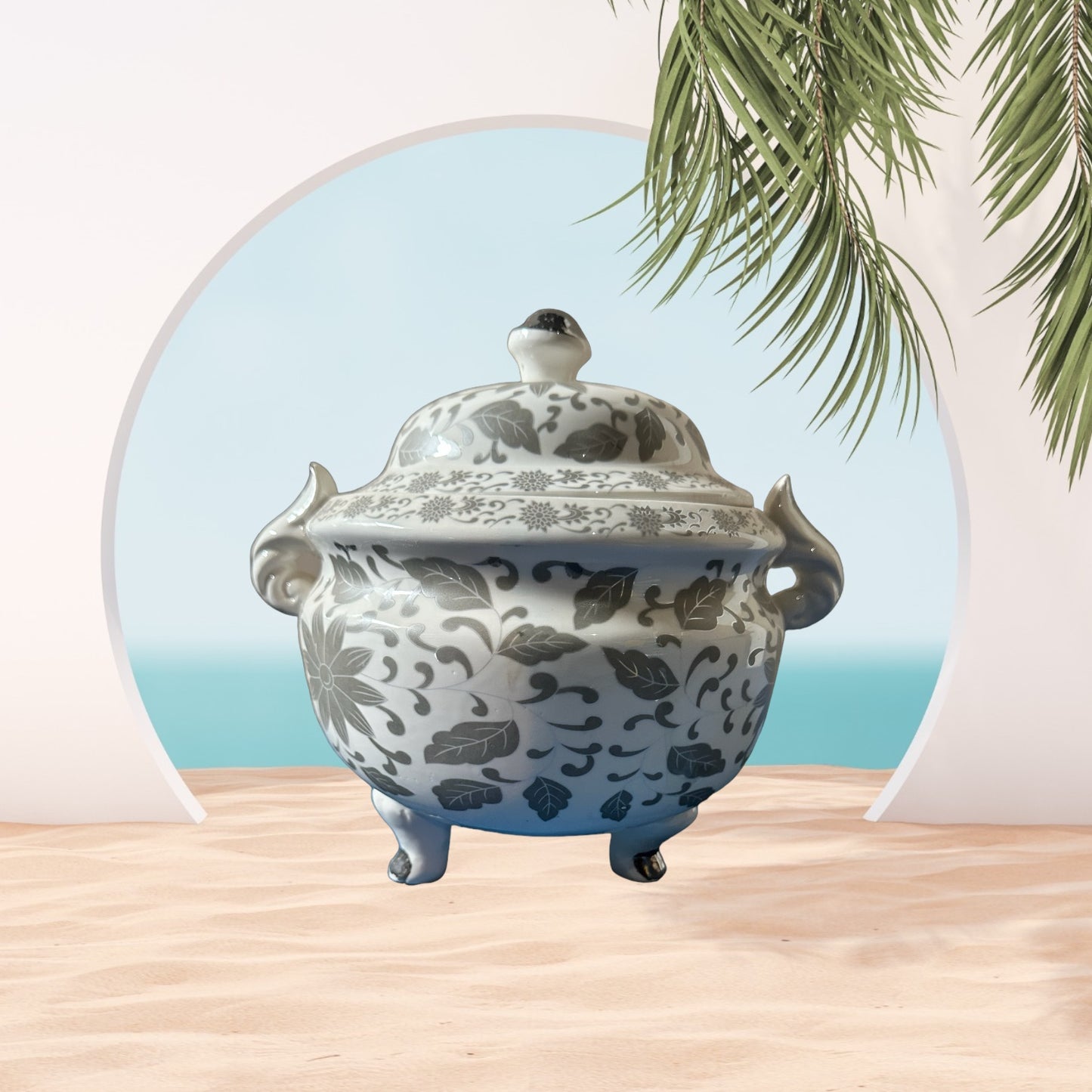 SOPERA 3 PATAS BLANCA Y PLATEADA 11031WS-2GPP / WHITE AND SILVER 3 LEGGED TUREEN 11031WS-2GPP 1PC