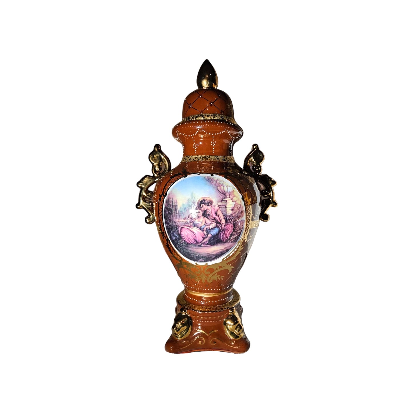 TROFEO DE PORCELANA CARMELITA Y DORADO 36'' RU4853 / TROFEO DE PORCELANA MARRÓN Y ORO 36'' RU4853 1PC