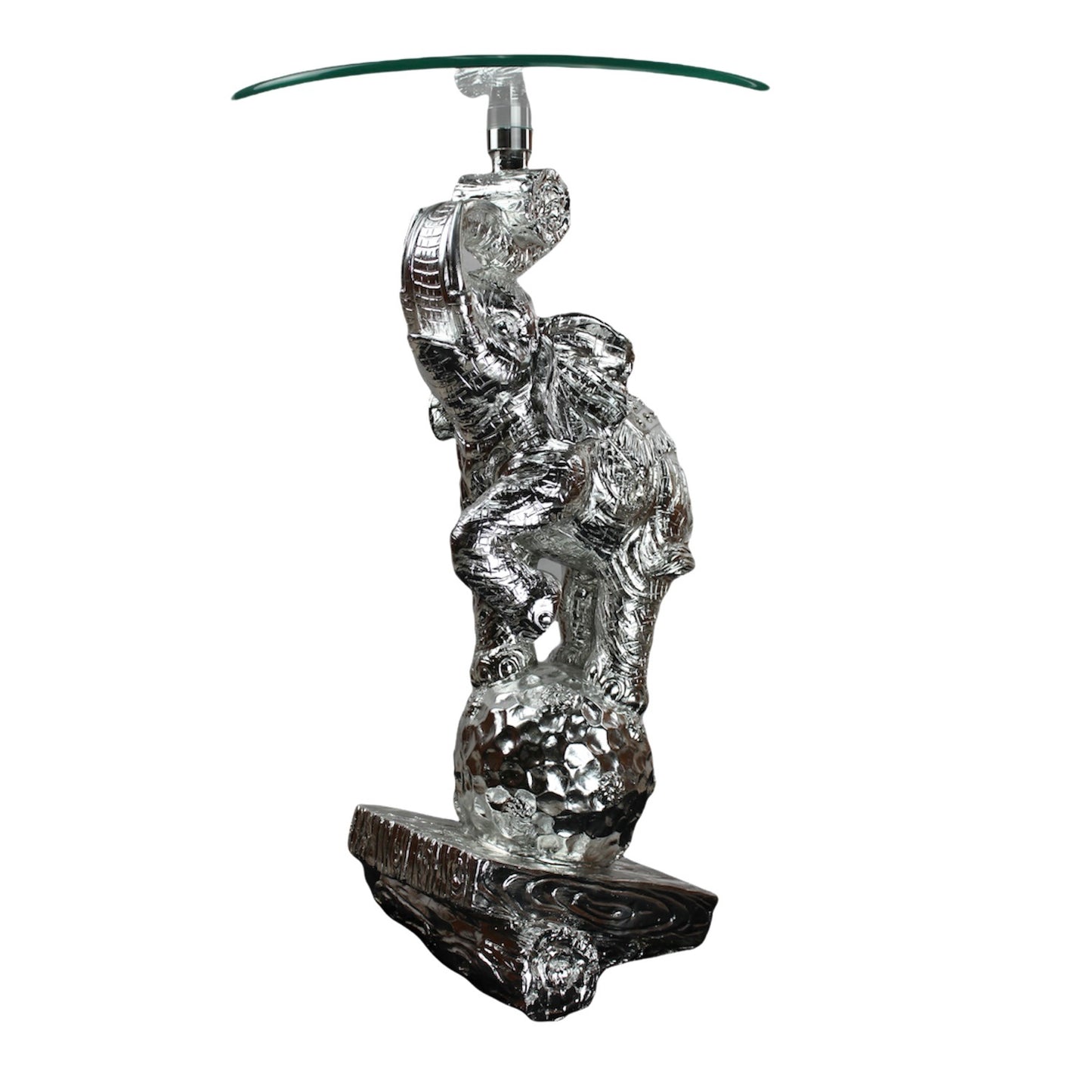 Pedestal Elephante con cristal, Strass y acentos Plateado