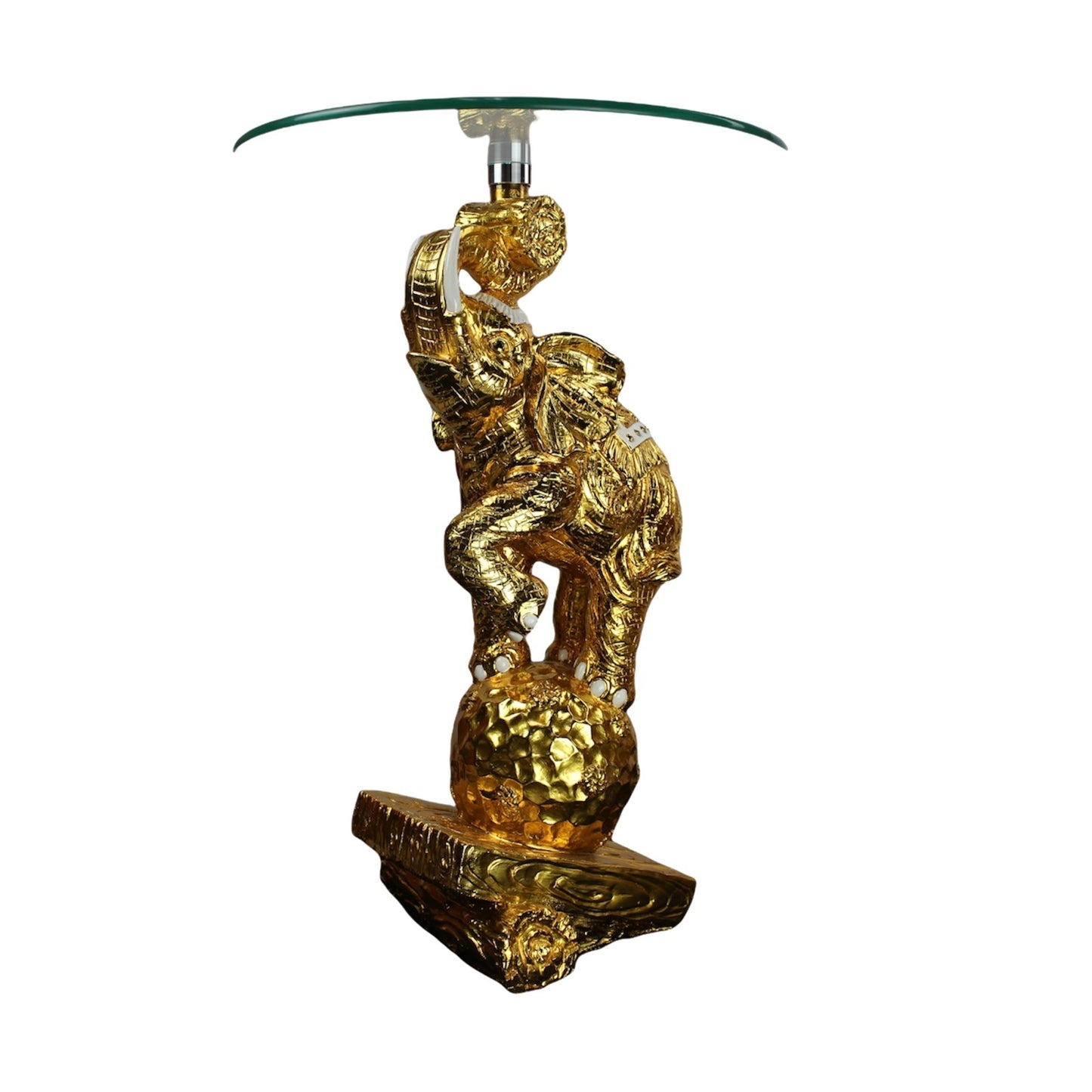 Pedestal Elephante con cristal, Strass y acentos Dorado