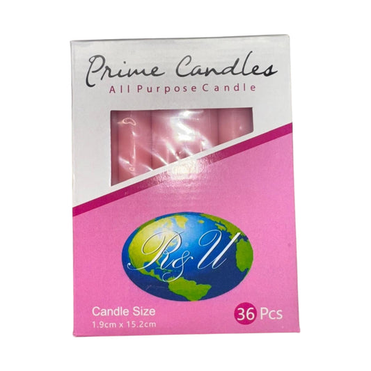 VELAS HOUSEHOLD/HOUSEHOLD CANDLES 6" 36PCS PINK