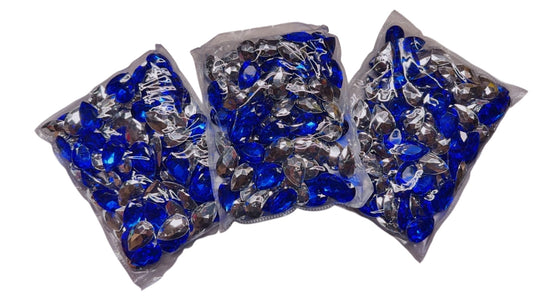 100pcs Water Drop Shaped AB Glass Rhinestones Dark Blue ( 3 Pack Set )