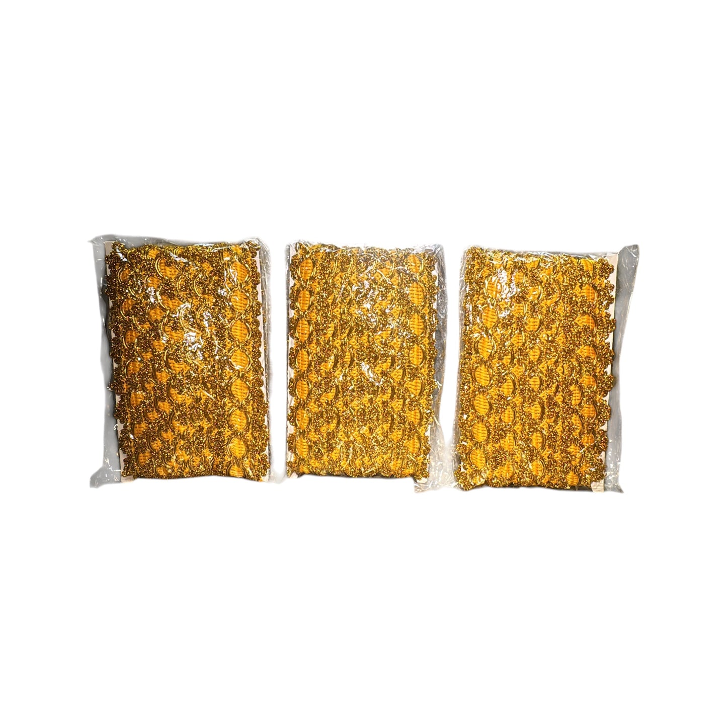 15  Yards Metallic Braid Trim 0.87 Inch Golden  Lace Trim ( 3 pcs )