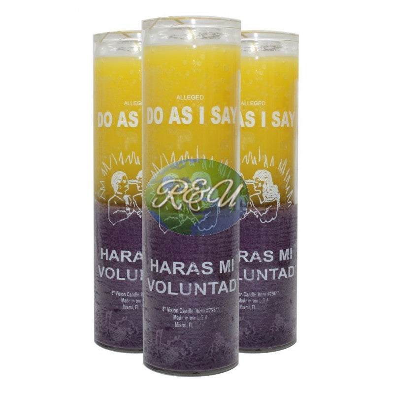 VELA HARAS MI VOLUNTAD/DO AS I SAY CANDLE ,NOTE THE PRICE IS BY CASE 12 Pcs