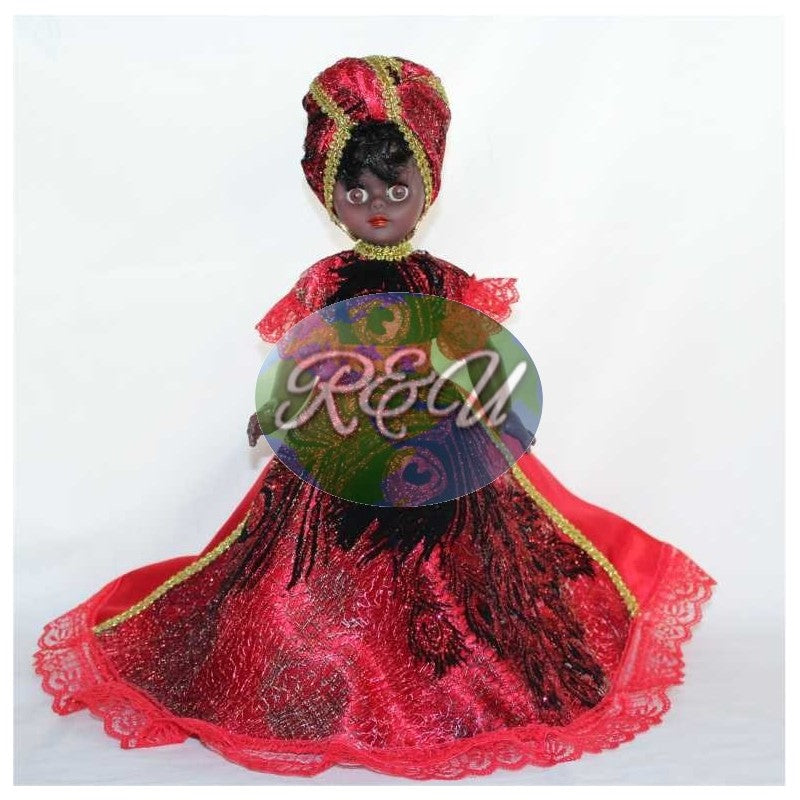 MUÑECA NEGRA  VESTIDO ROJO/NEGRO/BLACK DOLL FOR ELEGGUA