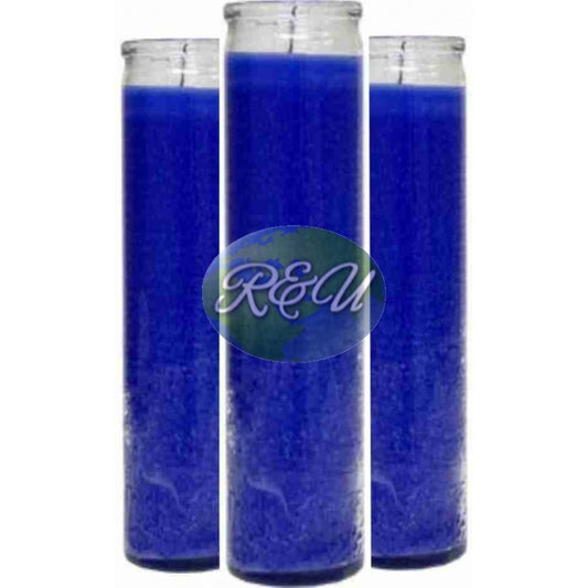 VELAS AZUL  DE CRISTAL/GLASS BLUE CANDLE