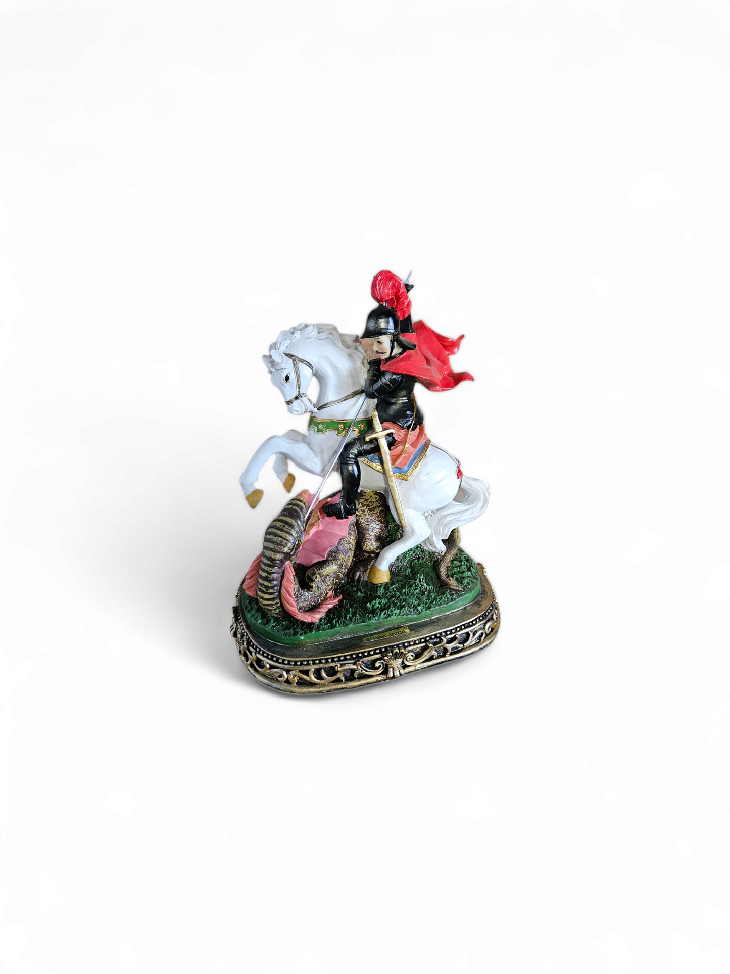 IMAGEN DE SAN JORGE A CABALLO 8'' / SAN GEORGE ON HORSE STATUE 8'' 3PCS SET