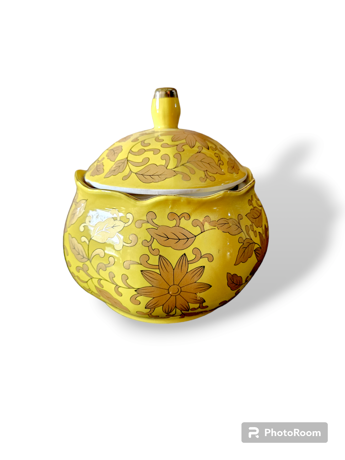 SOPERA FLOR DE LOTTO AMARILLA Y DORADA 11031Y-2BGP / YELLOW AND GOLD LOTUS FLOWER TUREEN 11031Y-2BGP 1PC