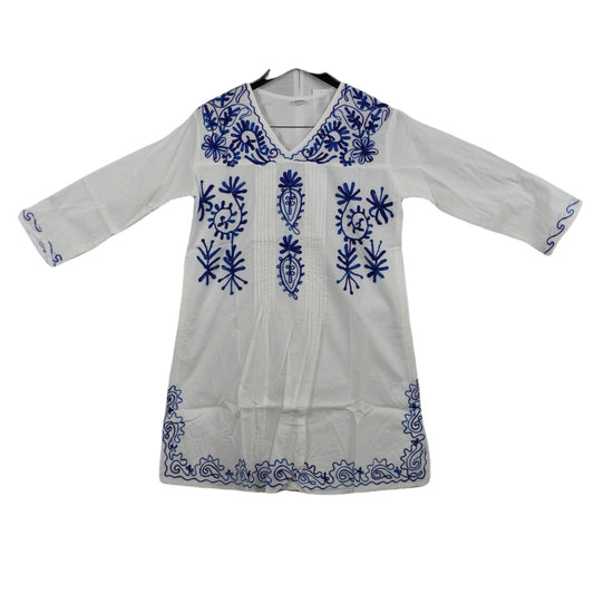 Blusa Blanca y Azul de Yemaya #43