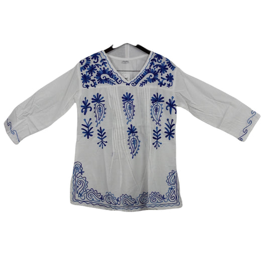 Blusa Blanca y Azul de Yemaya #16