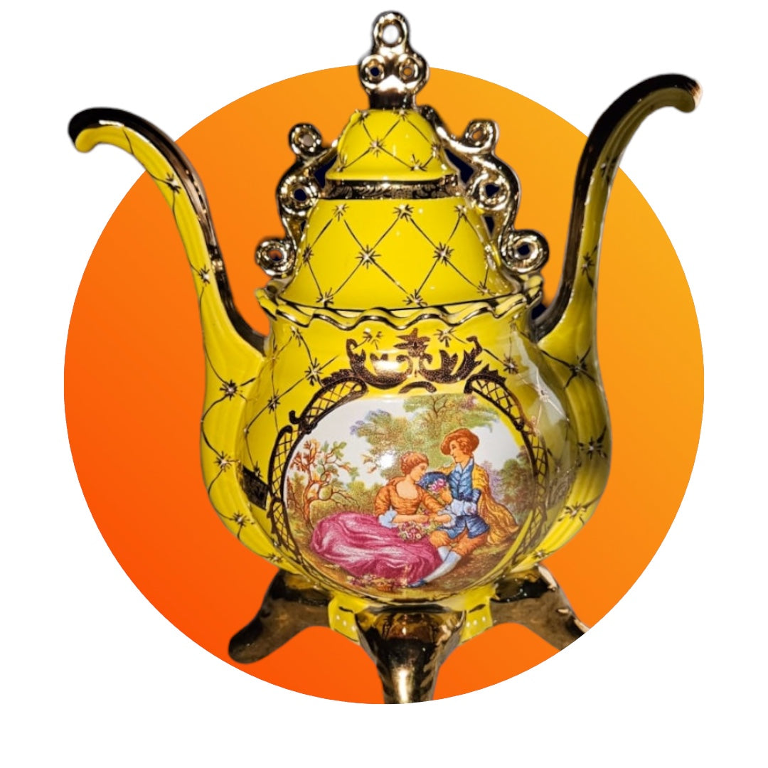 SOPERA AZA DE COLA AMARILLA Y DORADO RU4792 / YELLOW AND GOLD TAIL HANDLE TUREEN RU4792 1PC